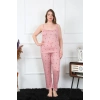 venüsshopping- Kadın Büyük Beden Somon İp Askılı Pijama Takım