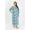venüsshopping- Kadın Büyük Beden Uzun Kol Mavi Anne Gecelik