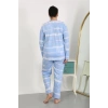 venüsshopping- Kadın Büyük Beden Uzun Kol Penye Pijama Takımı Mavi