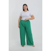 venüsshopping- Kadın Büyük Beden Yeşil Rahat Kesim Baggy Tek Alt