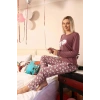 venüsshopping- Kadın Penye Uzun Kol Pijama Takım Mürdüm