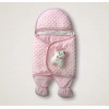 Yenidoğan Oyuncaklı Topçikli Kız Erkek Bebek Ayaklı Kundak Bebek Battaniyesi Pembe