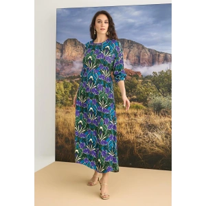 %100 Viskon Çiçek Desenli Saten Elbise