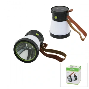 2in 15w+360°smdel Feneri Solar- Usb Şarj Powerbank 500lm Işık Ayarı Flaşör Suni Deri Kulp Pt-8151 (4172)