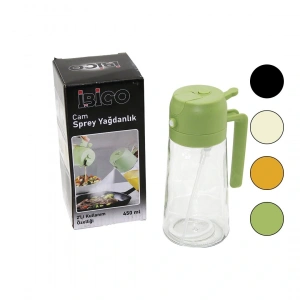2in1=spreyli - Akıtmalı Cam Yağdanlık 450ml Kilitli Kapaklı - Sürahi Modeli (4172)