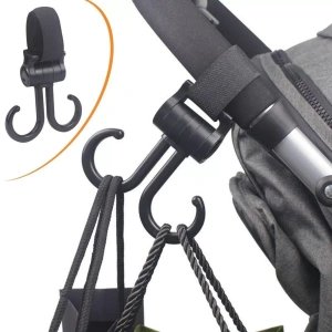 2li Bebek Arabasına Uyumlu Cırtlı Eşya Taşıma Aparatı 360 Derece Dönebilen Plastik Kanca (4172)