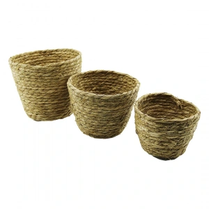 3 Boy Yuvarlak Hasır Organizer Sepet Ç: 15-18-20cm - Y: 11-14-16cm (4172)
