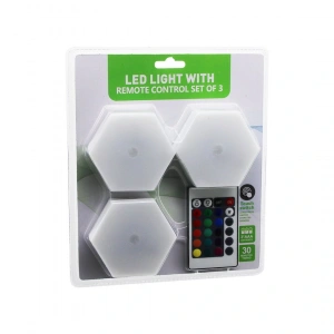 3pcs - Altıgen - Rgb Kumandalı - Pilli - Dokunmatik Lamba Seti 6 Led (4172)