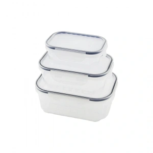 3pcs Quick Sızdırmaz Saklama Kabı Seti Şeffaf Kap - Buğulu-contalı Kapak  500-1000-1700ml (4172)