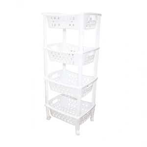 4 Katlı Sepet Düzenleyici - Raf Ünitesi Tekerlekli 400x295x960mm (4172)