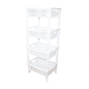 4 Katlı Sepet Düzenleyici - Raf Ünitesi Tekerlekli 400x295x960mm (4172)