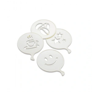 4 Pcs Süsleme Şablonu Plastik Kahve Fincan - Yıldız - Gülen Yüz - Palyaço (4172)