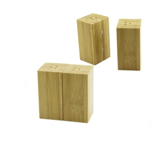 4.5x5cm--y:9cm 2pcs Mıknatıslı İkiz Ahşap Bambu Baharatlık - Tuzluk (4172)
