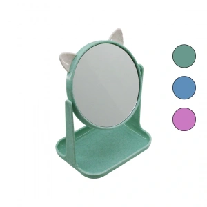 6 İnç  - 15cm Yuvarlak Kulaklı Makyaj Aynası Renkli Plastik Takılık Sepetli=12x15.5cm (4172)