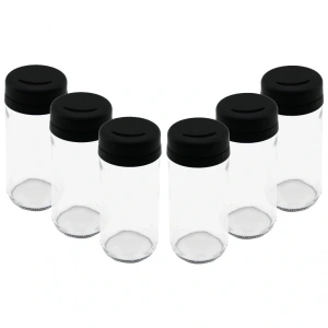 6 Pcs Cam - 225ml Baharatlık - Tuzluk Plastik Kapak (4172)