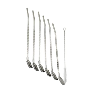7pcs - 6pipet + 1temizleme Fırça  Çelk Kaşıklı Pipet (4172)
