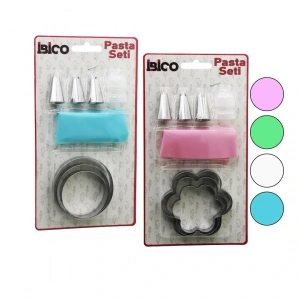 8pcs  Pasta Süsleme Seti - 3-kurabiye Kalıp=yuvarlak - Çiçek 1-krema Torbası - 3-metal+1-pls.uç (4172)