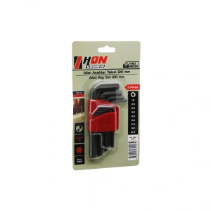 9pcs Siyah Kısa - Düz 120mm Alyan Allen Anahtar Takımı Brkt-702279 (4172)