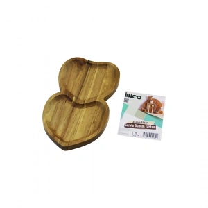 Akasya Kalpli  2 Bölmeli  Ahşap Servis Sunum Tepsi - Tahtası  25 X 14 X 1.4cm (4172)