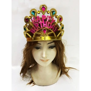 Altın Renk Happy Birthday Yazılı Doğum Günü Tacı 60 Cm (4172)