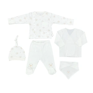Andywawa Ac25560 Newborn Set Tinny Ships 5li Hastane Çıkışı Ekru