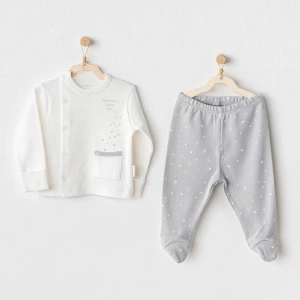 Andywawa Ac25704 Sıde Snap Set Mommys Little Star 2li Zıbın Set Grey