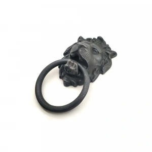 Antika Tarz Dekoratif Pirinç Aslan Kapı Tokmağı, Taktak - 102x130 mm, Oksit