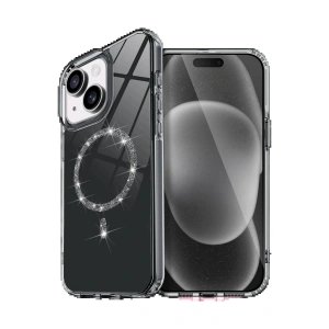 Apple iPhone 15 Plus Live Diamond Magsafe Kapak - Siyah