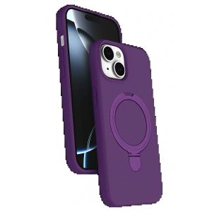 Apple iPhone 15 Regal Magsafe Standlı Kapak - Derin Mor