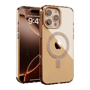 Apple iPhone 16 Pro Max Tash Diamond Magsafe Kapak - Gold