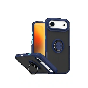 Apple iPhone 17 Air Montreal Yüzüklü Silikon Kapak - Lacivert