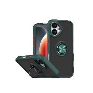 Apple iPhone 17 Montreal Yüzüklü Silikon Kapak - Yeşil