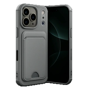 Apple iPhone 17 Pro Max Kelvin Kartvizitli Silikon - Gri