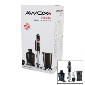 Awox Barmix  3in1  Blender Seti  Çelik 2li Mikser   Çelik Rondo Bıçak   Çelik 4 Kanatlı Bıçak   1000w (4172)