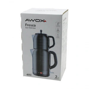 Awox Fresco Siyah Elektrikli Çay Makinesi Çaycı Set 1.7lt Su Isıtıcı + 1.2lt Demlik Paslanmaz Çelik Gövde 2200w (4172)