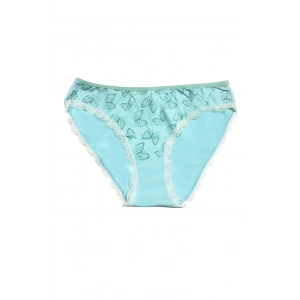 Berrak Kadın İçin Kenarları Beyaz Dantelli Mavi Renk Bikini Kod 11242