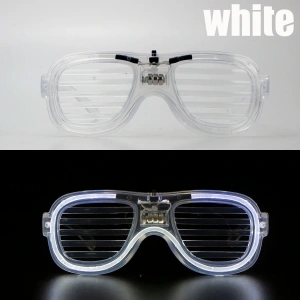 Beyaz Led Işıklı Parti Gözlüğü - Neon Glow Şerit Gözlük 3 Modlu (4172)