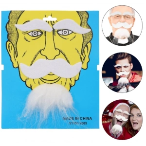 Beyaz Renk Kendinden Yapışkanlı Takma Sakal Bıyık Ve Kaş Seti (4172)