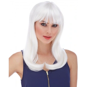 Beyaz Renk Uzun Düz Parti Peruğu (4172)