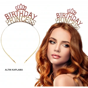 Birthday Princess Kristal Taç – Altın Kaplama (4172)