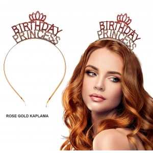 Birthday Princess Kristal Taç – Rose Gold Kaplama (4172)