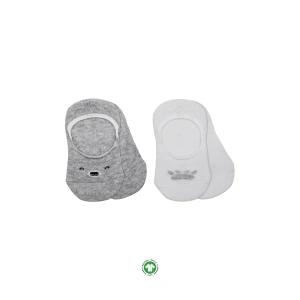 Bistyle 2li Babet Cute Face Penye Çorap 30103 Gri Beyaz