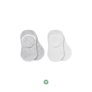 Bistyle 2li Penye Babet Silikonlu Basic Çorap 30104 Gri Beyaz