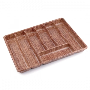 Büyük - Ahşap Renk - 7 Bölmeli Çekmece İçi Kaşıklık 50x37cm (4172)
