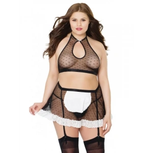 Büyük Beden Fantezi Seksi Jartiyerli Hizmetçi Kostüm