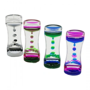 Çift Renk Su Çift Katlı Dar Şişe Model  Sulu Kum Saati Mika Akrilik Plastik 13.7 X 5.2 X 3.3cm (4172)