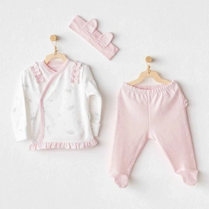 Cuddly Bunny Bear 3lü Zıbın Set Pink