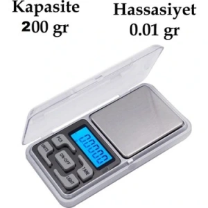Dijital Hassas Elektronik Kuyumcu Cep Terazisi Tartı 200 Gr 0.01 Gr (4172)