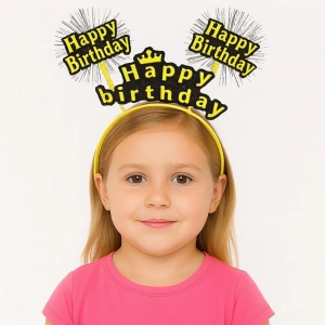 Doğum Günü Kutlaması İçin Sarı Taç – Işıltılı Yazılı Parti Tacı (4172)