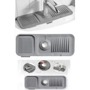 Elastik Mutfak Banyo Musluk Matı Düzenleyici Kaydırmaz Taban Organizer Lavabo Kenar Matı